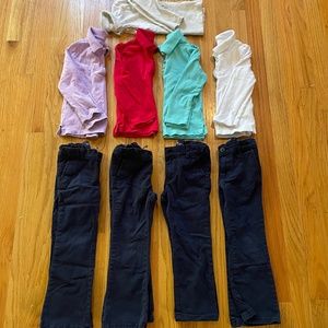 Size 4 girls uniforms - pants and shirts